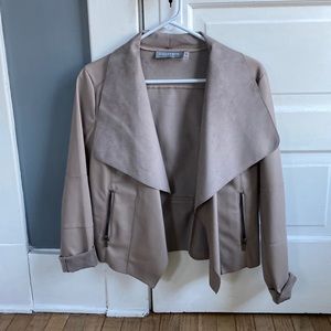 Faux leather and suede womens jacket, taupe size M